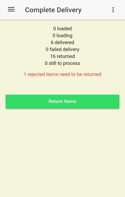 Complete Delivery page