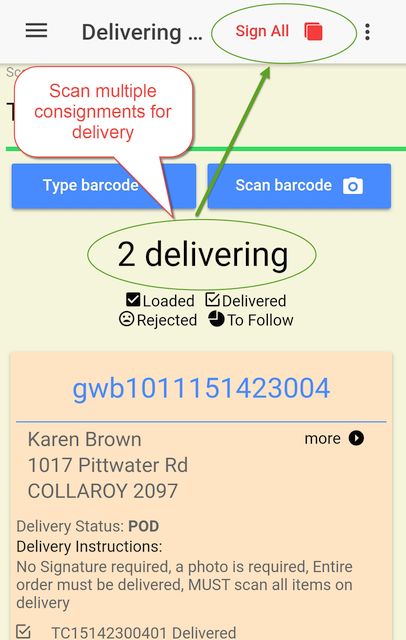 Making multiple deliveries to the same address