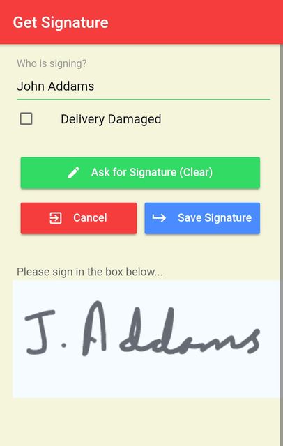 Getting a signature for delivery
