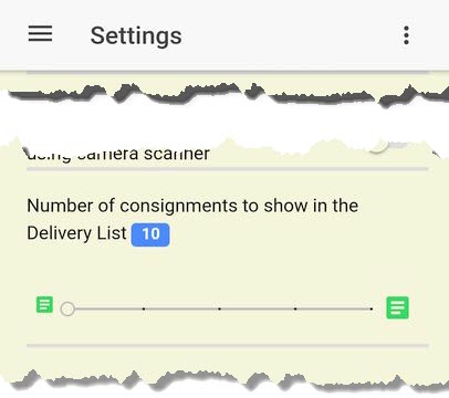Specify the number of consignments to show in the Settings Page