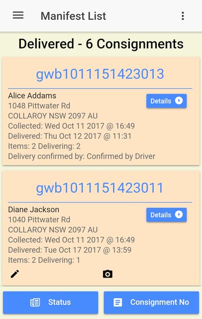 Locating undelivered items on the Manifest List