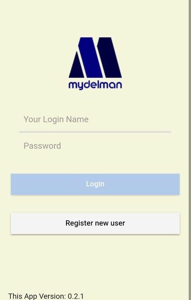 Login to the mydelman Android app, or register as a new user